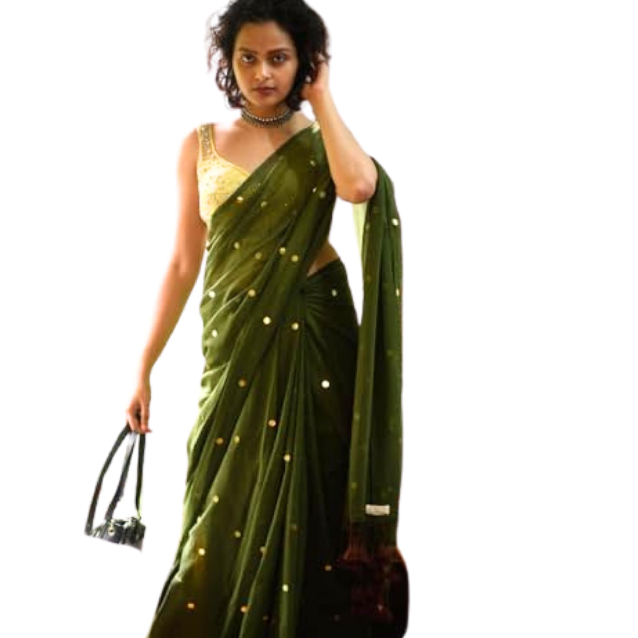 Women's Woven Handloom Pure Cotton Saree with Blouse Piece | Dark Green Saree Festivals, Wedding, Party(5.5m Saree with Blouse 0.8m) (Pack of 1)-picture-33