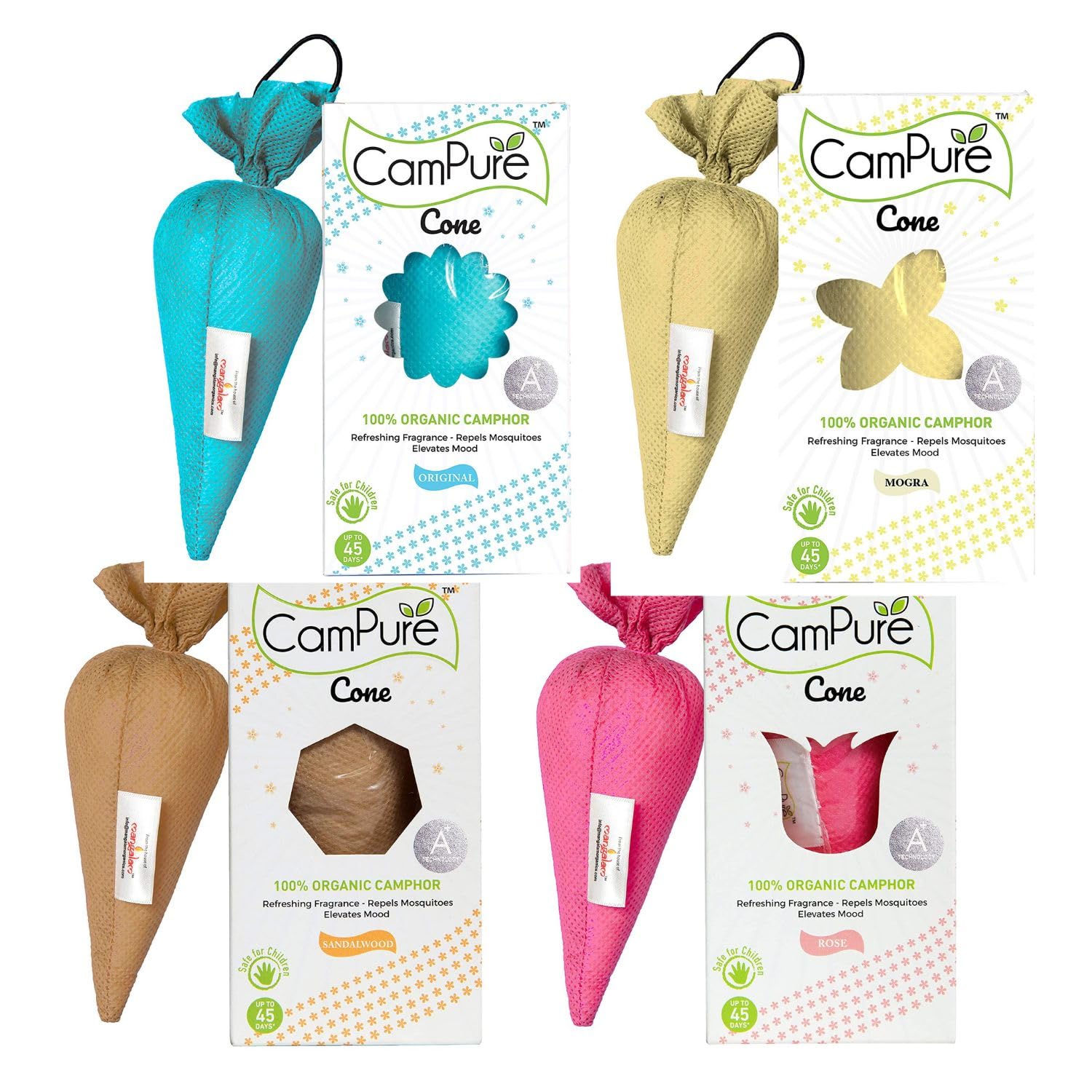 CamPure Camphor Cone (Original, Mogra, Sandalwood, & Rose) | Pack of 4 | Room, Car and Air Freshener & Mosquito Repellent (B0CG5RSFYG) Amazon Price History, Amazon Price Tracker