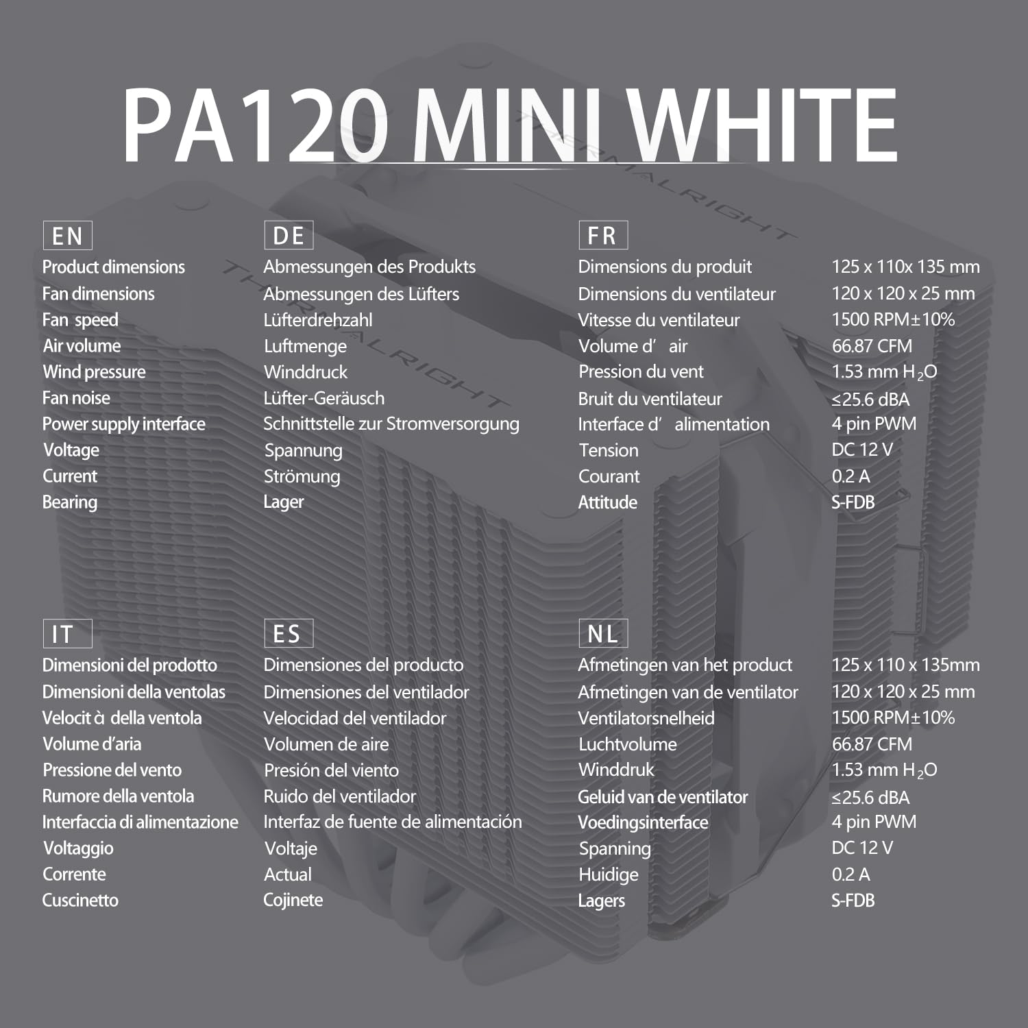 TR-Thermalright Peerless Assassin 120 MINI White Dissipatore per CPU, Doppia torre, 6 Heat pipe, Ventole PWM 120mm 25,6 dBA, Top bianco, per AM5/AM4, Intel LGA1851/1700/115X/1200/2011