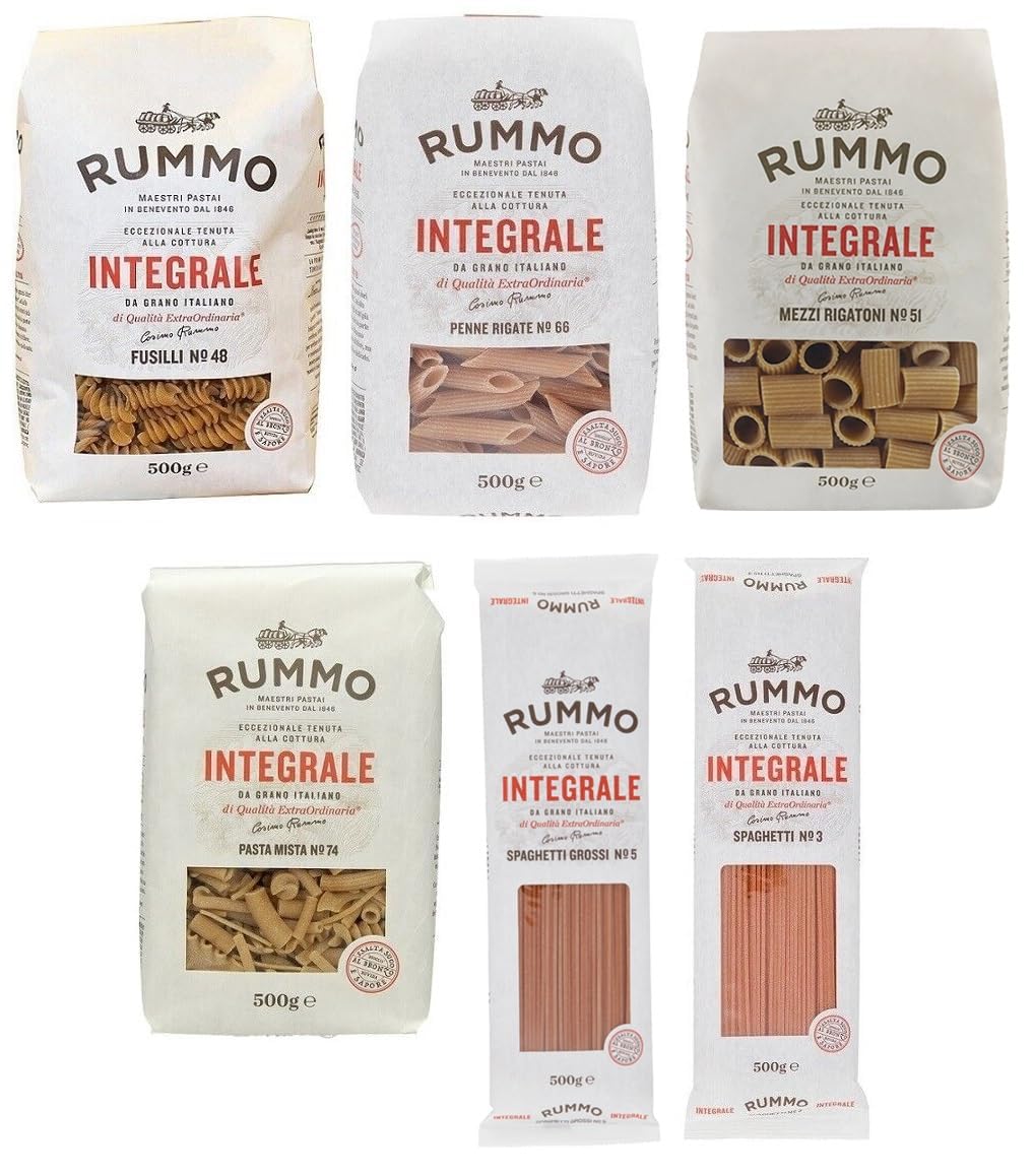 Rummo Pasta Integrale Confezione Prova, 6 diversi tipi di pasta integrale,Pasta Italiana 6x500g