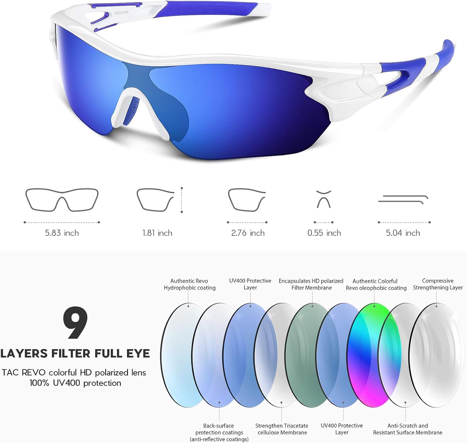 Miniatura 4 de Lentes de sol polarizados para hombres y mujeres jóvenes de béisbol ciclismo correr conducir pesca golf motocicletas lentes TAC UV400