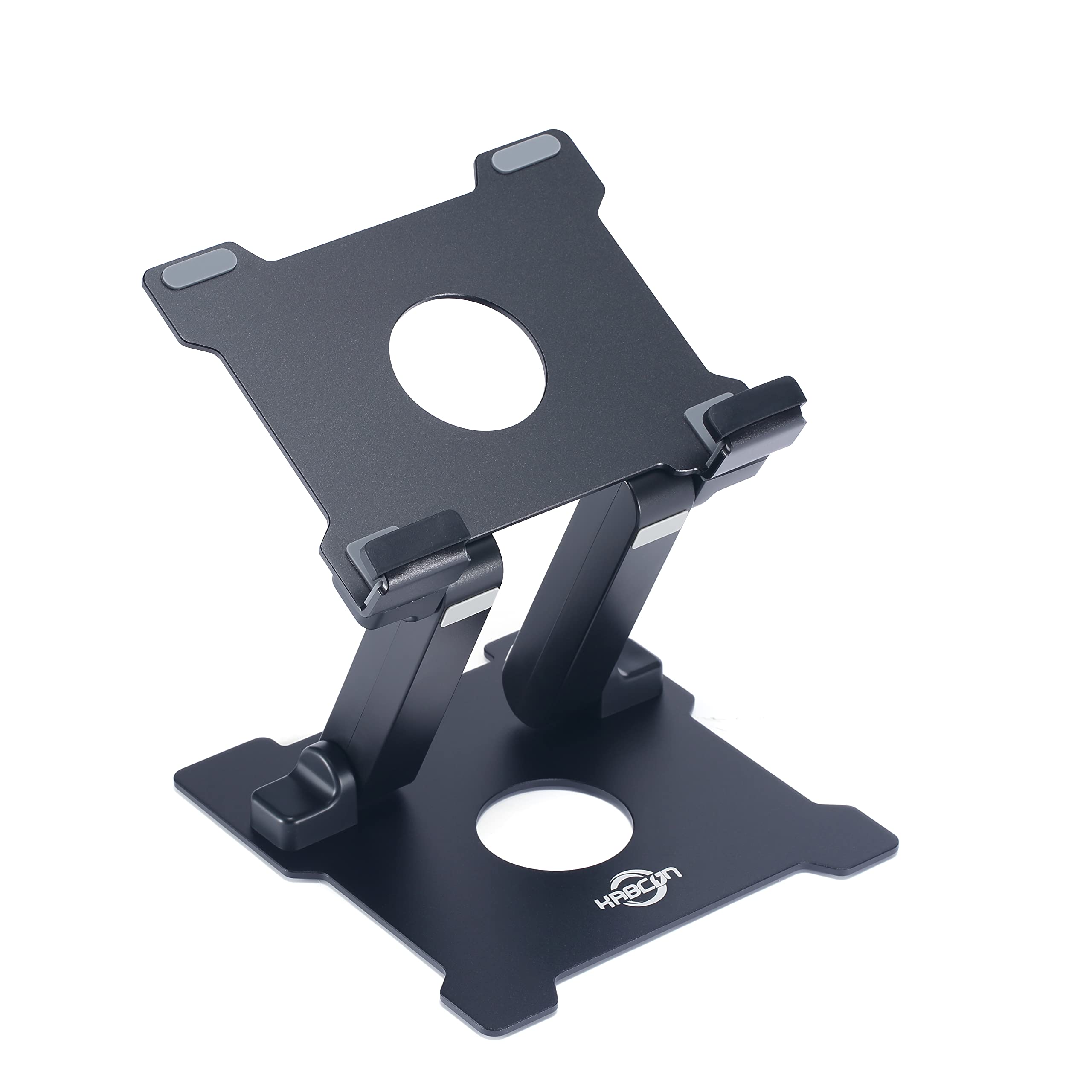 KABCON iPad Stand, Adjustable Eye-Level Aluminum Solid Desktop Tablet Stand Holder Portable Monitor Stand,Compatible with iPad Series,Microsoft Surface Series,Etc.Up to 13.5''Tablets-Black - Black