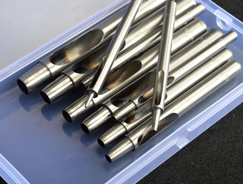 Pack of 10pcs 1-10mm Hollow Hole Punch Tool Set Kit Puncher Belt Cutter For Leather Craft Watch Strap Papper Scrapbook in Storage Box