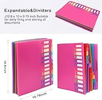 Vista 5 de Edufun Organizador de archivos expansible de 24 bolsillos, carpeta de acordeón (rosa rosa)