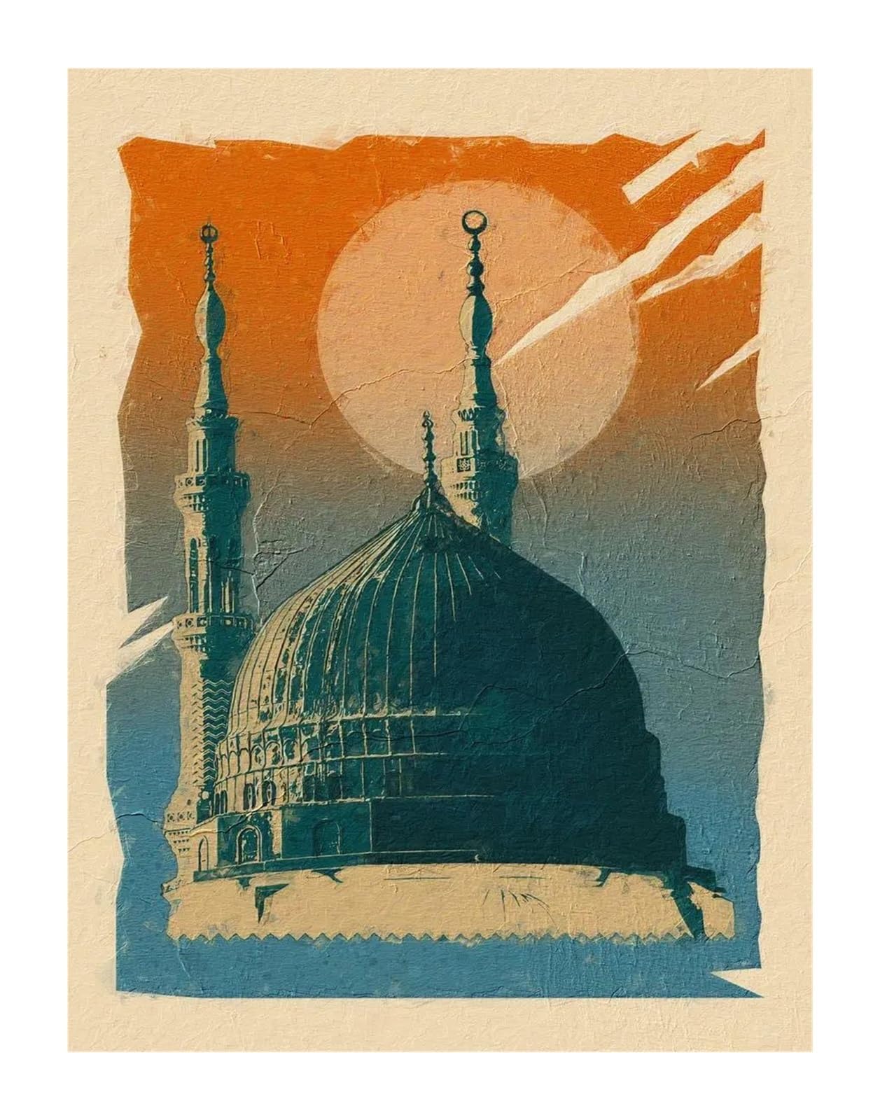 Carteles de la Mezquita de Medina y La Meca: Cuadro islámico para decoración de interiores