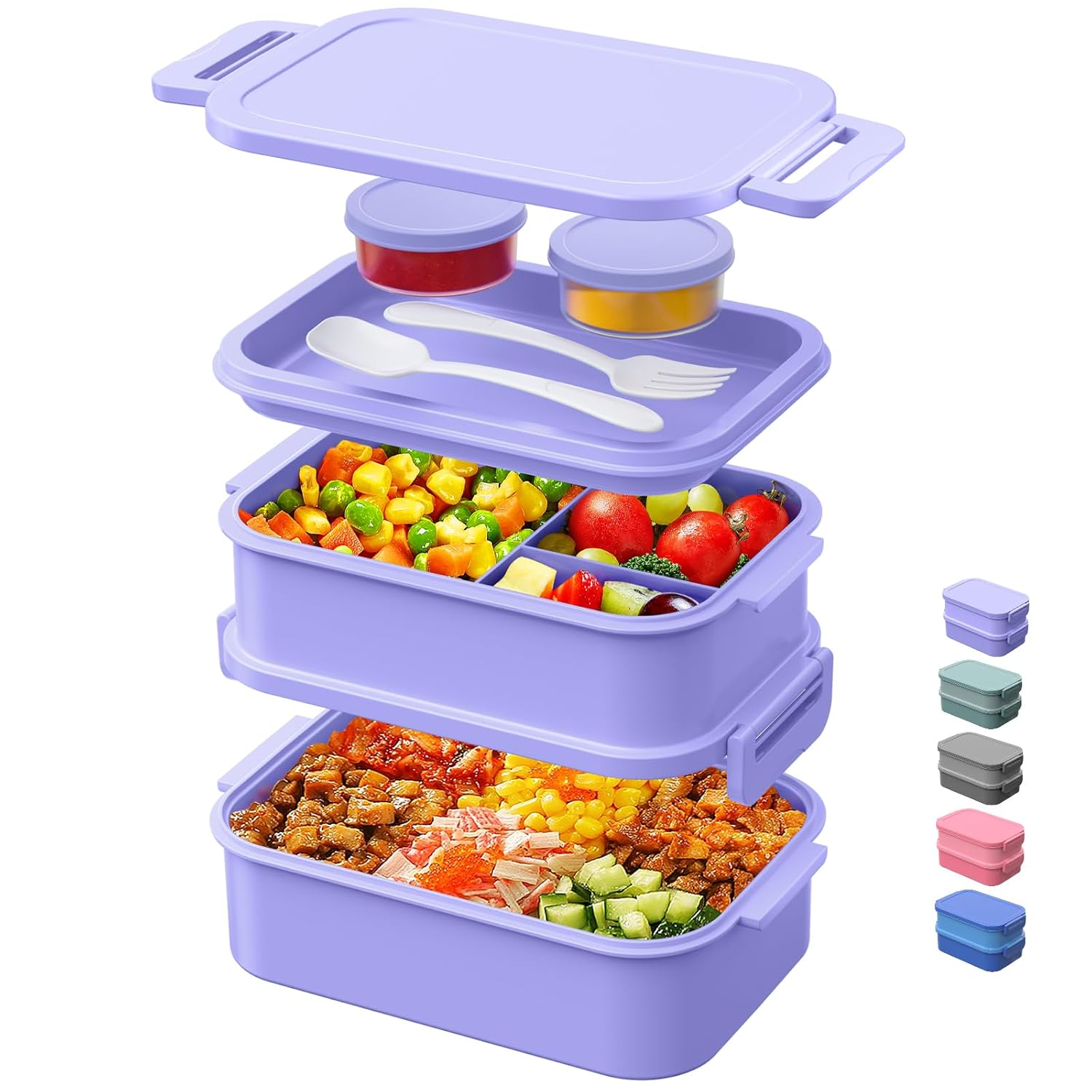 Lunch Box Adults Bento Box - 74 OZ All-in-One Stackable Lunch Box Containers for Adult Large Bento Box