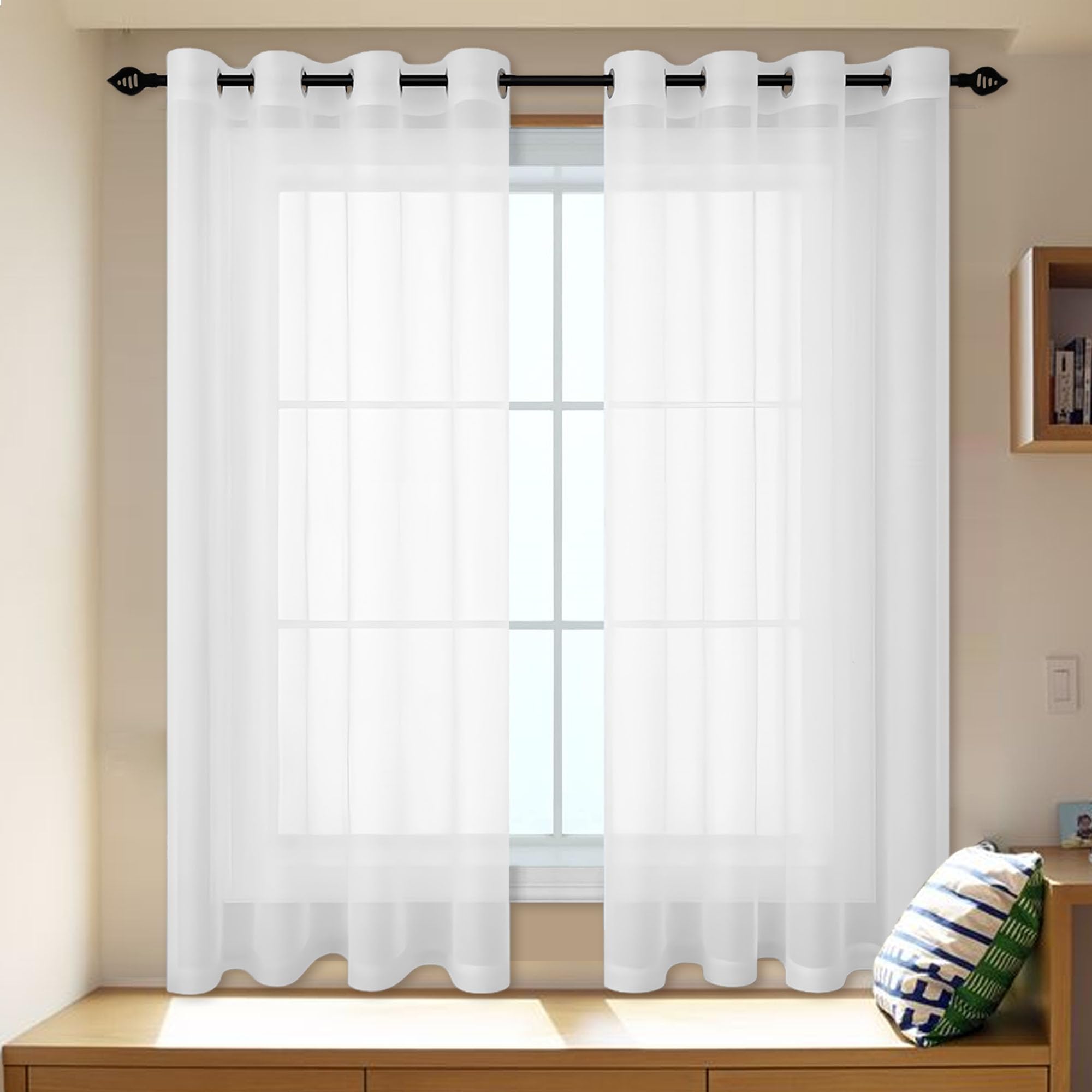 Voilage blanc 200x260 pour habiller vos fenêtres de salon et baies de balcon