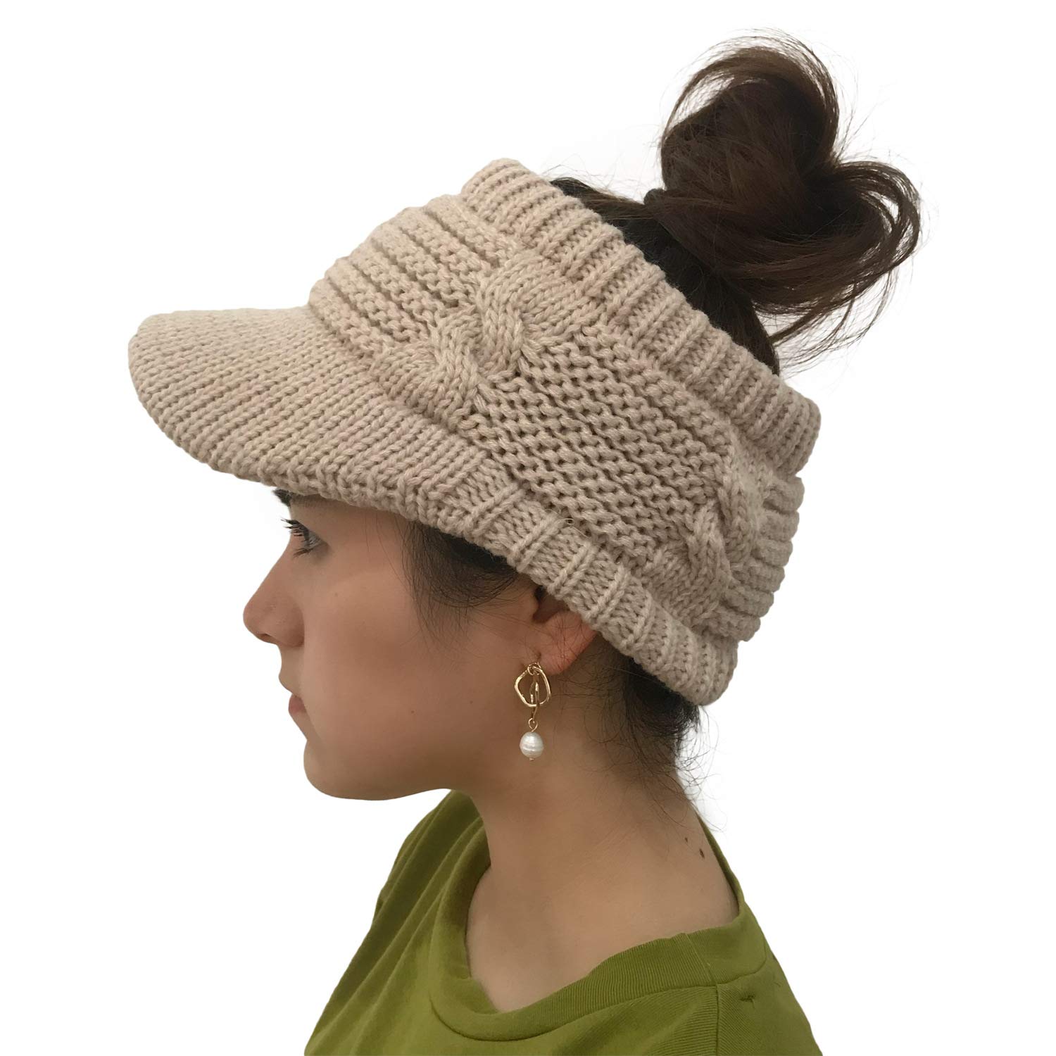 XYIYI Schwarz Grau Häkelmützen für Frauen Fuchs Strickmütze