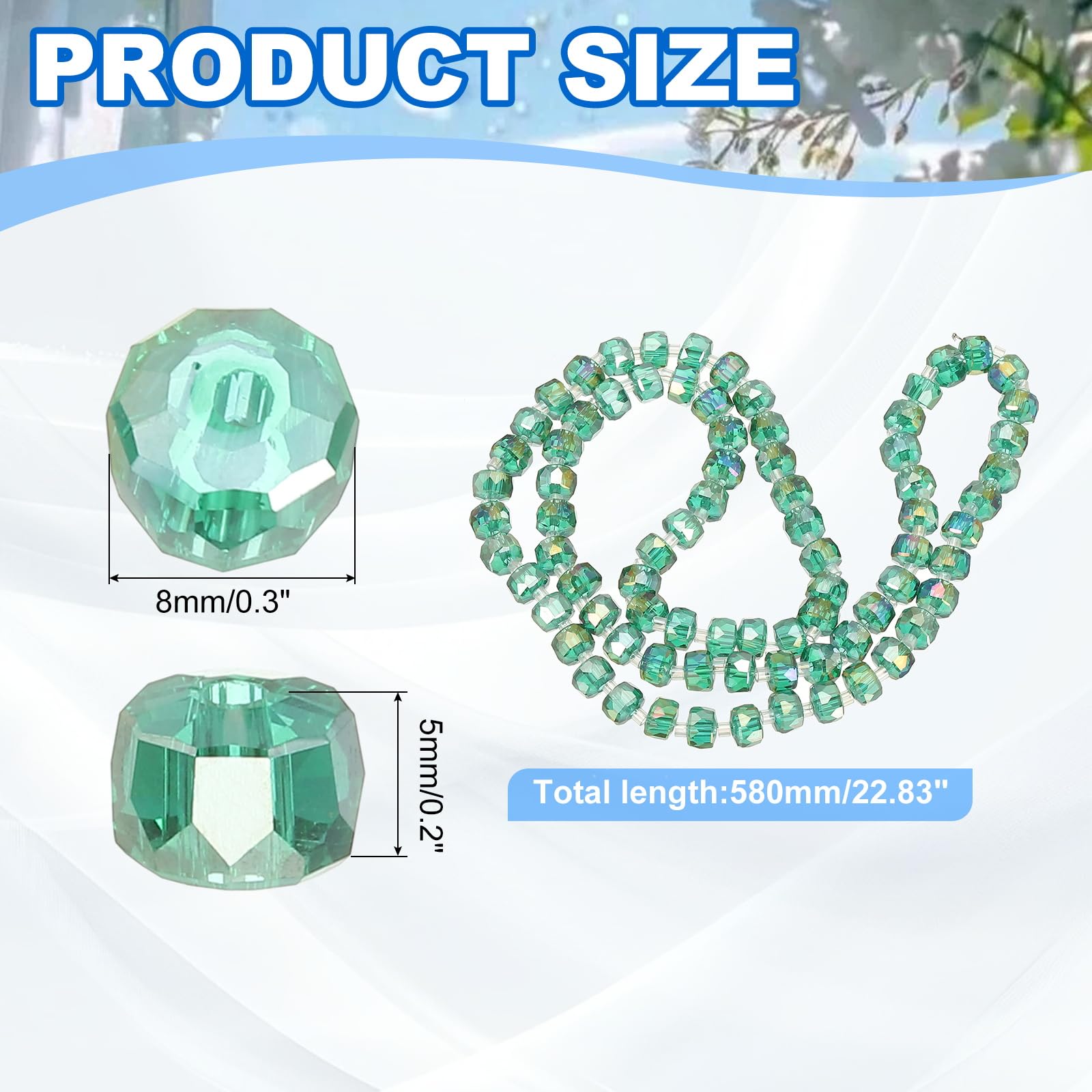 PATIKIL 75 Pcs 8mm OD 5mm Thick Emerald Crystal Glass Beads - Image 2
