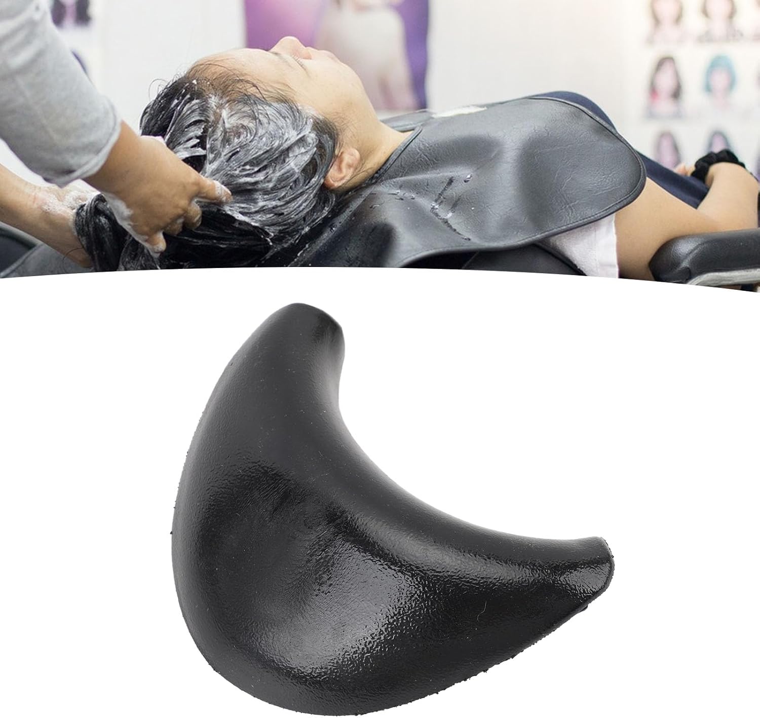 Professional Rubber Hair Wash Cushion with Non Slip Bottom Adjustable Angle Hair Washing Neck Pillow Shampoo Bowl Neck Support for Barber Shop
