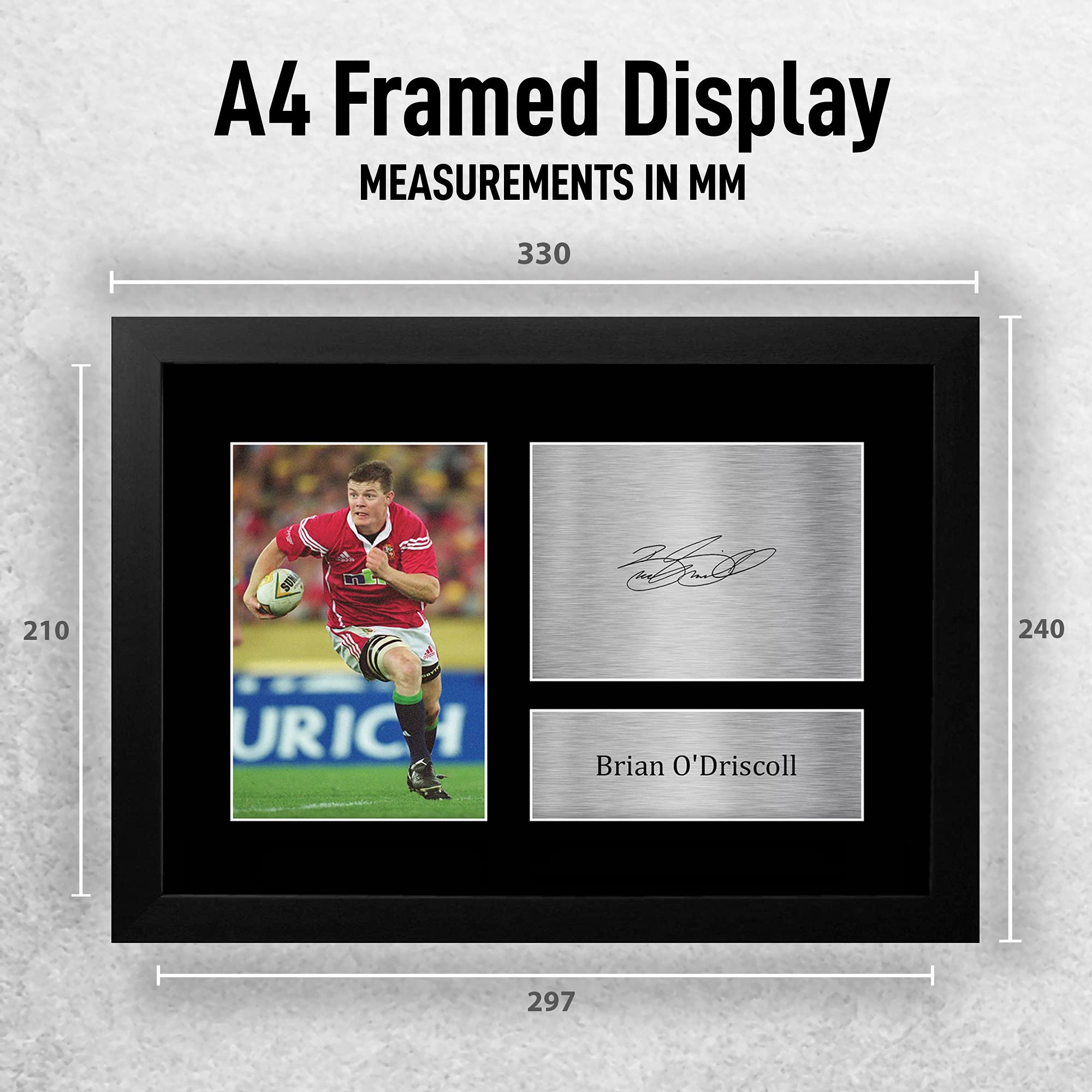 HWC Trading FR A4 Brian O'Driscoll British Lions Gifts Printed Signed Autograph Picture for Rugby Union Fans - A4 Framed - Image 2