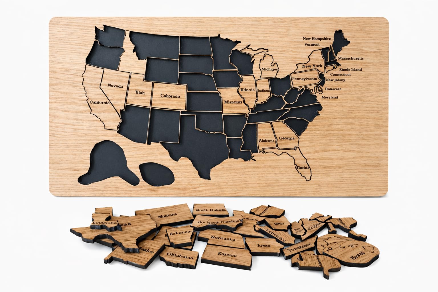 Amazon.com: USA Road Trip Puzzle Map - Wooden 50 States Travel