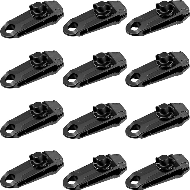 12 Pieces Tarp Clips Crocodile Mouth Multipurpose Tarpaulin Grips Lock, Canopy Clips for Fixing Tarps, Awnings, Outdoor Camping, Caravan Canopies