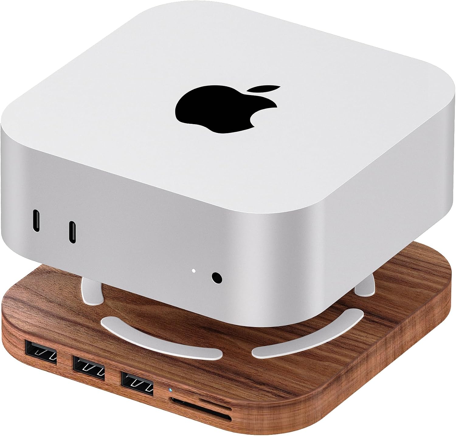 2024 Mac mini Dock, Mac mini M4 hub with 3X USB 2.0, SD/TF 3.0 Card Readers, 480Mbps Data Transfer M4/M4 Pro Docking Station Accessories, Walnut Wood Material-H20