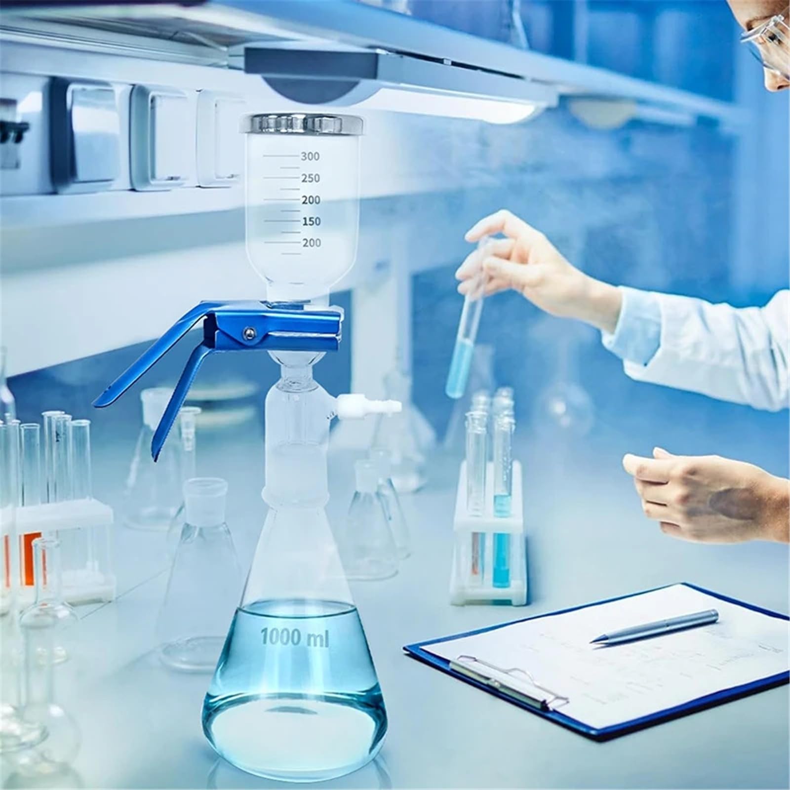 Kolba ze szkła borokrzemowego， 1000 ml laboratoryjny próżniowy filtracyjny aparat destylacyjny, zestaw kolb filtracyjnych, stopniowany laboratoryjny aparat ssący do filtrowania