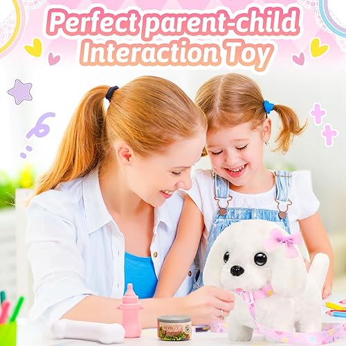 Miniatura 6 de Tagitary - Juguetes de peluche interactivos, juguete de cachorro para niños, juguete electrónico de perro que camina y ladra, cola meneando, juguete