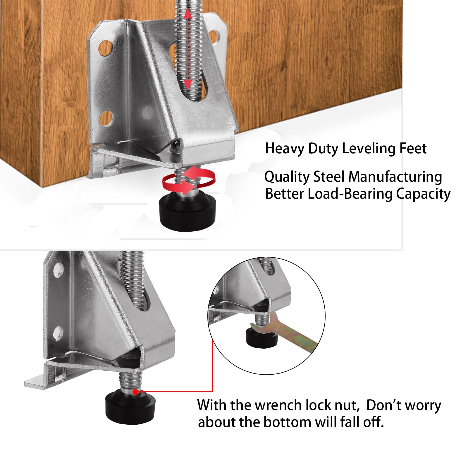 Juego De 8 Patas Ajustables Para Muebles, 55/104 Mm, Patas De Nivelación De Muebles Resistentes, Patas De Metal De Altura Ajustable Con 48 Tornillos Pequeños Y 2 Llaves Allen Para Armarios, Encimeras