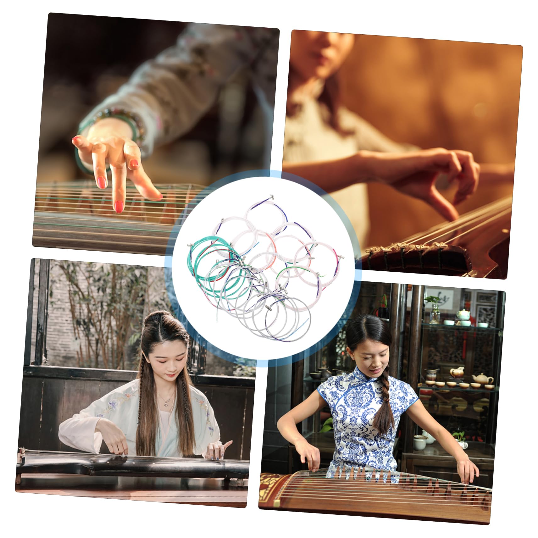 FRCOLOR Kompletter Guzheng Saiten mit Stahldrahtkern und Nylonummantelung 21 Stück nicht Leicht zu Brechen für Musikinstrumentezubehör Zufällige Farbe