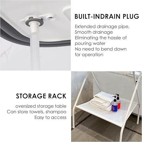 Miniatura 4 de Bañera para perros 2 en 1, estación de lavado de perros para baño y aseo, bañera plegable elevada plegable portátil para perros pequeños, gatos y