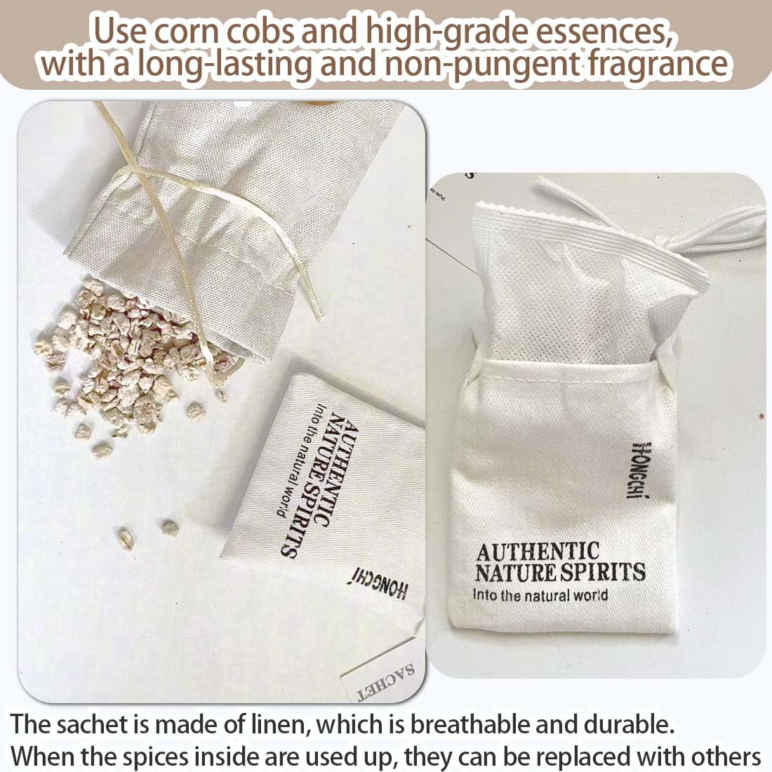 Paquete de 6 sobres de fragancia recargables, bolsas de aroma de mazorca de maíz lavanda y fresia para armario, cajón de automóvil, ambientador natural de larga duración, bolsas de tela de