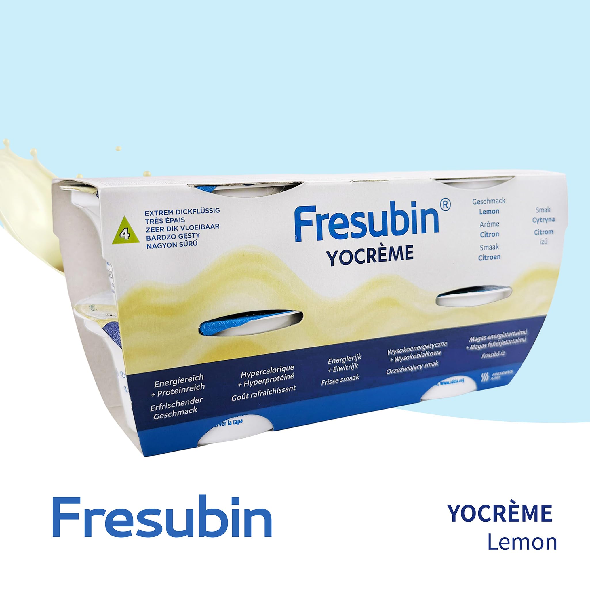 Fresubin YO Creme Lemon 24x125g - Hochkalorische Creme zum Löffeln mit joghurt-frischem Zitronen Geschmack von Fresenius Kabi, 188 kcal pro Becher (125 g) (24er Pack), glutenfrei