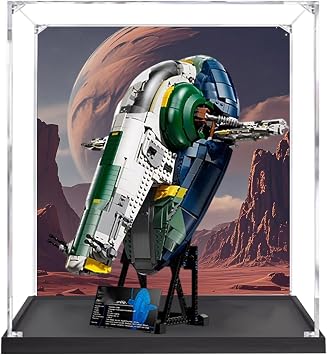 Acrylic Display Case for Lego 75409 Starship 75060 Slave I Building Set Dustproof Display Box & Showcase, Display Box Compatible with Lego 75409 75060 -Only Display case 75409 Back Spray