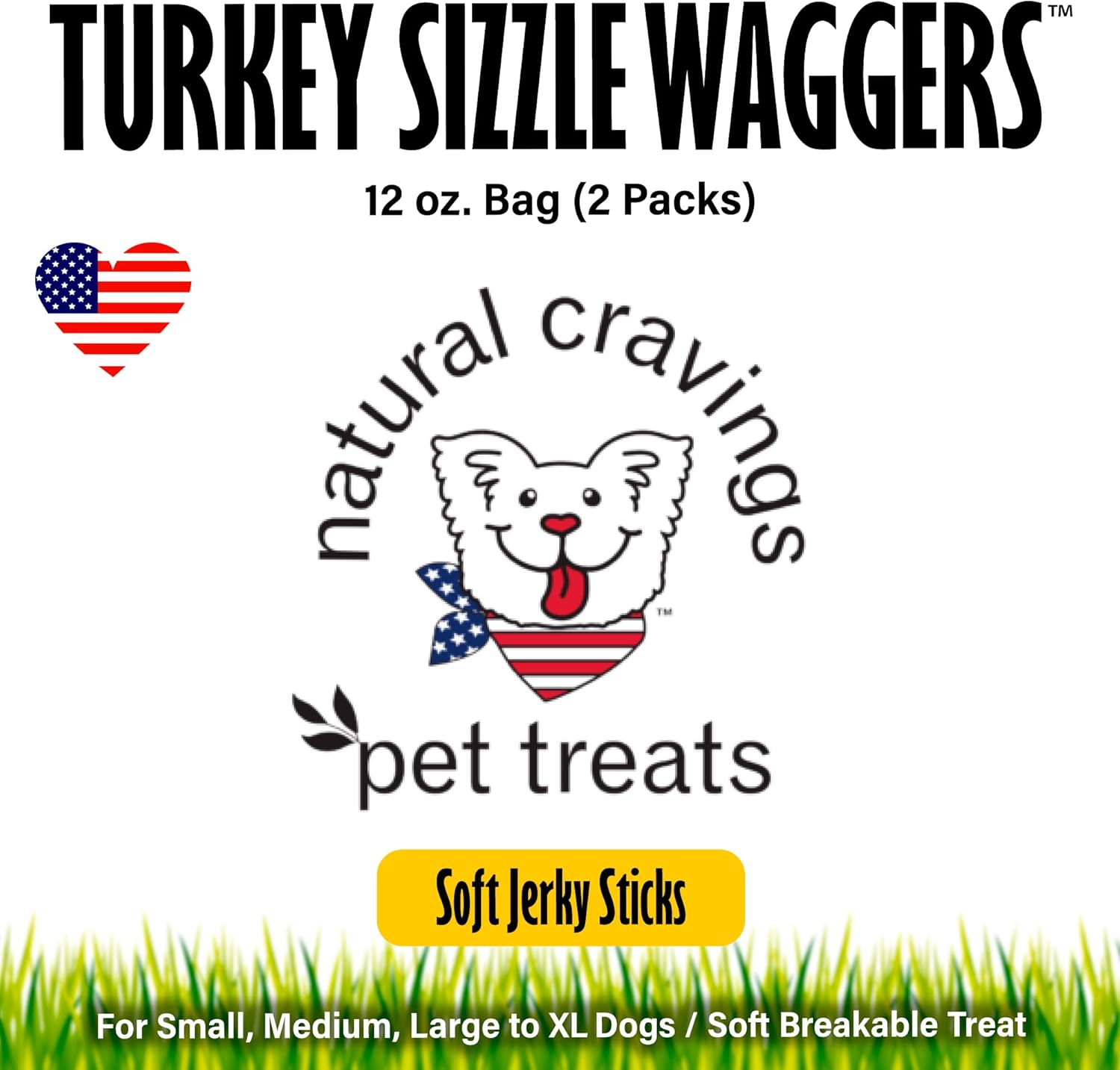 Natural Cravings 2 Pack of Turkey Sizzle Sticks Dog Chew Treats, 12 Ounces Each, Made in The USA