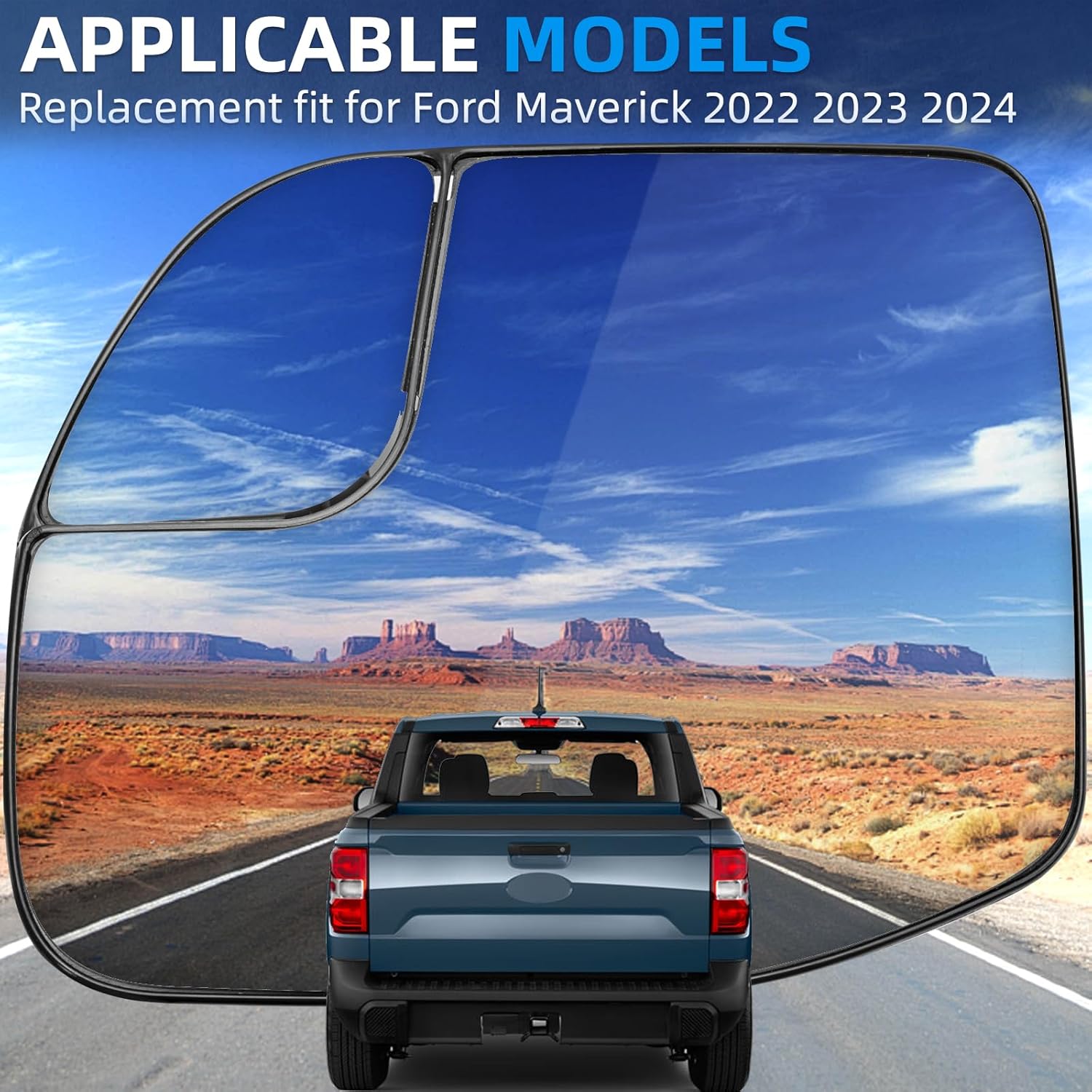 Driver Side Mirror Replacement for Ford Maverick 2022 2023 2024 - Left Side Mirror Glass, Rear View Mirrors Glass with Power Heated