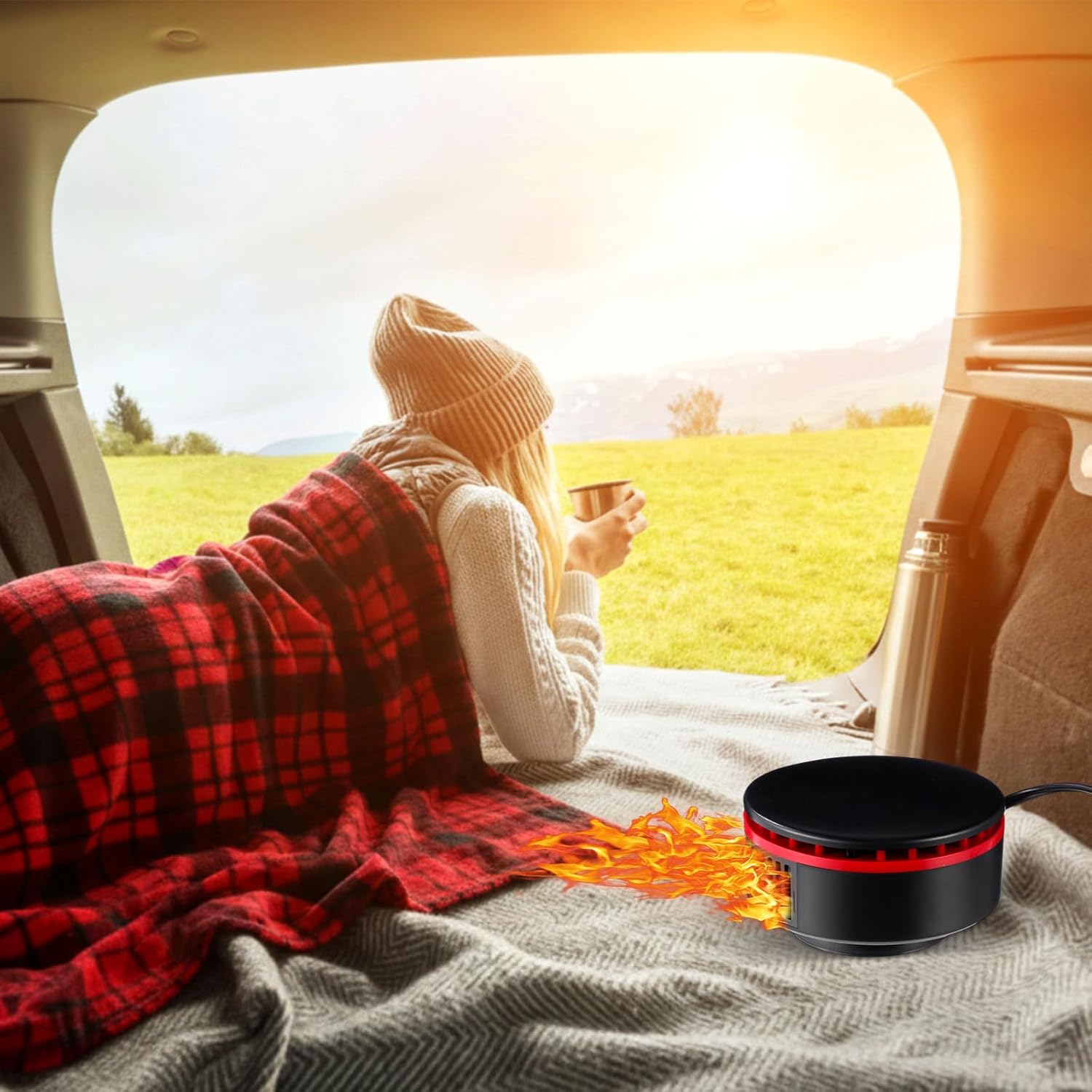 Tuanse Car Heated Blanket Set 12v Car Heater and Heating Blanket for Cars Cigarette Lighter 58 x 43 for Truck, SUV or Rv 120w Automotive Heated Throw Winter Truck Accessories for Camping or Travel - Image 7