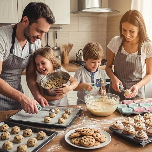 Miniatura 7 de Juego de Cuchara de Galletas, 3 Piezas Cuchara de Helado, Juego de 3 Cucharas de Galletas para Hornear, Cuchara de Galletas de Acero Inoxidable 18/8