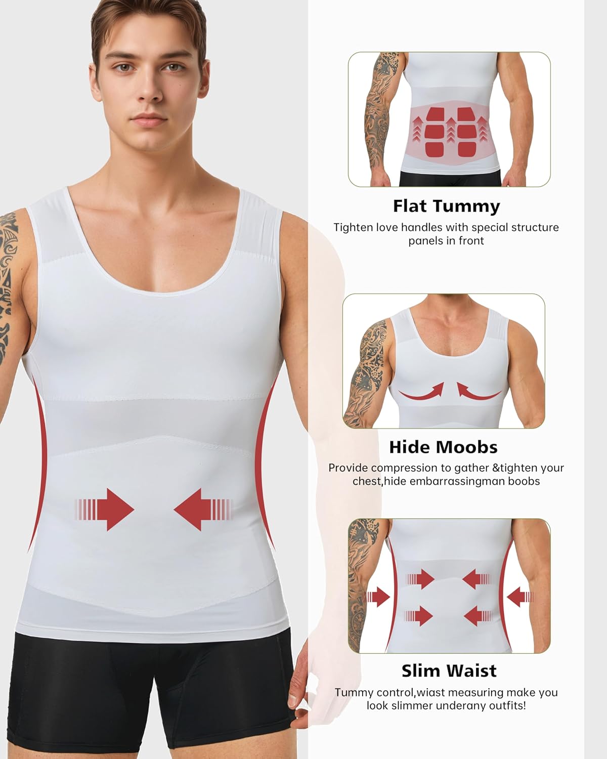 Men’s Compression Tank Top Slimming Body Shaper Vest Tummy Control Undershirts Shapewear for Men - Image 3