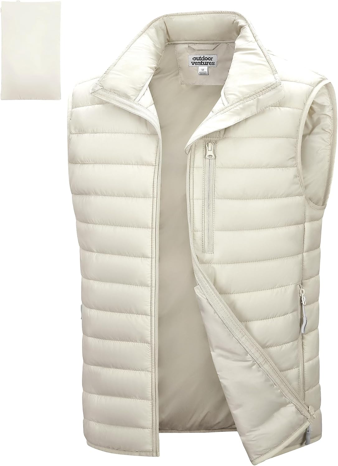 Outdoor Ventures Men's Lightweight Puffer Vest Outerwear Warm Quilted Sleeveless Packable Winter Jacket for Hiking Running