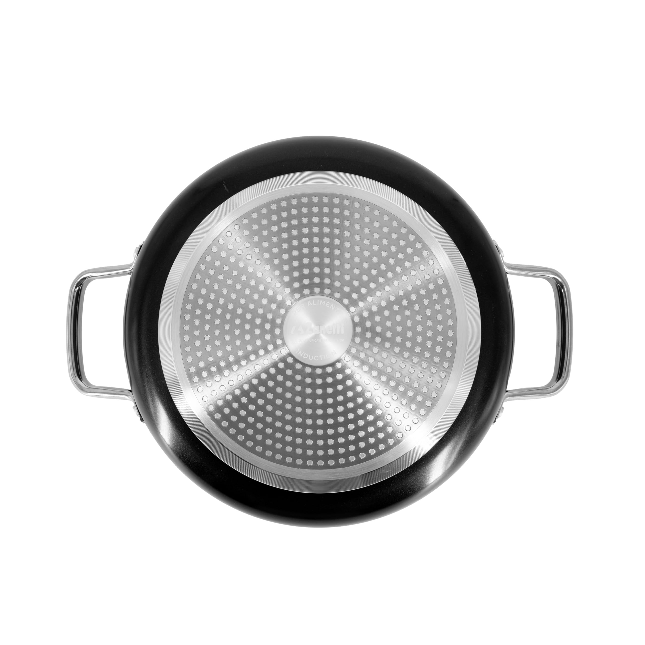 zanetti, Tegame antiaderente cm 32 Spessore 2.5 mm Adatta a tutti piano di cottura incluso Induzione Manici Acciao Interno color Nero Esterno Nero