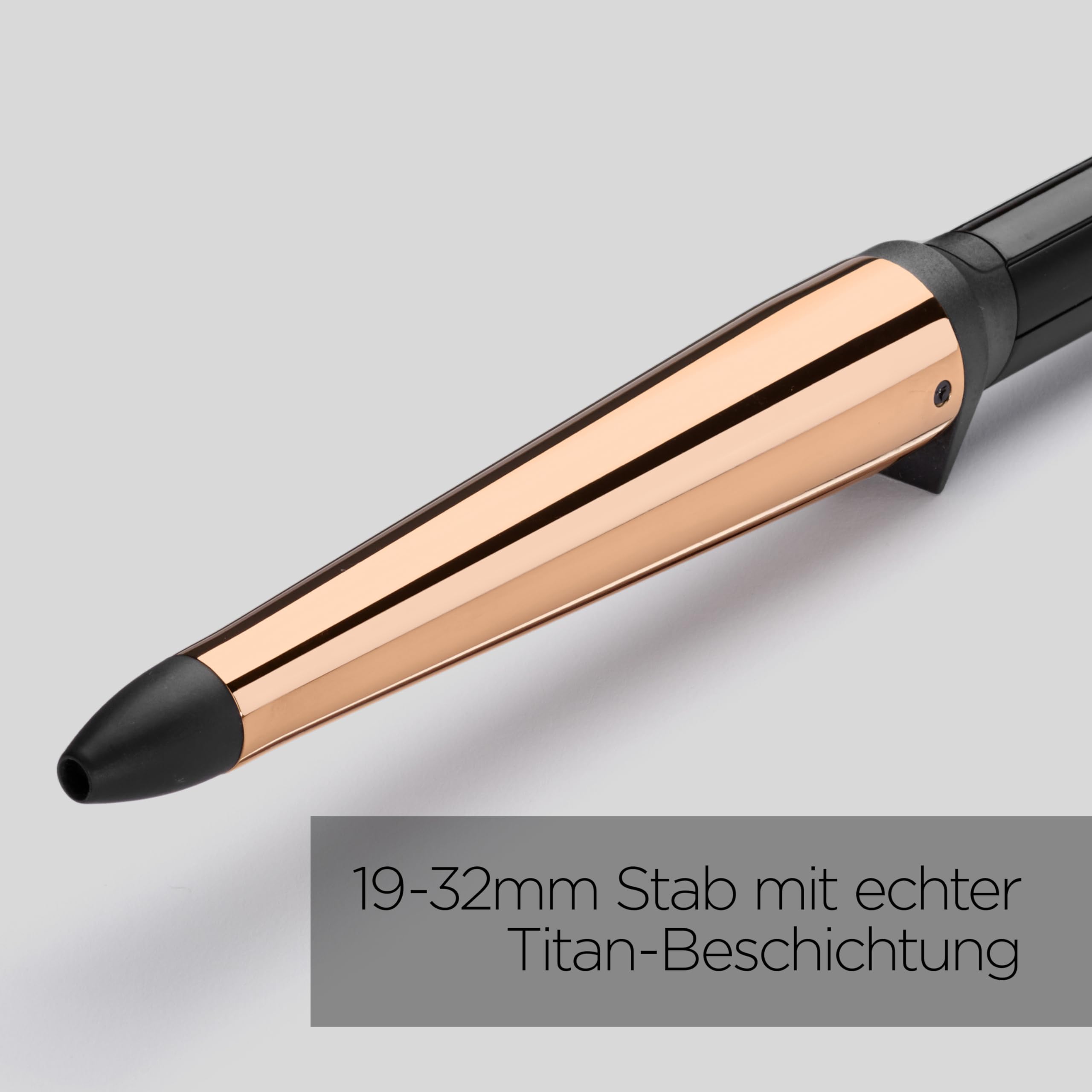 BaByliss Salon Brilliance Conical Wand, Professioneller Lockenstab mit hochwertiger Titan-Beschichtung, 19-32 mm konisches Frisiereisen, 6 digitale Heizstufen von 160°C bis 210°C, C458E