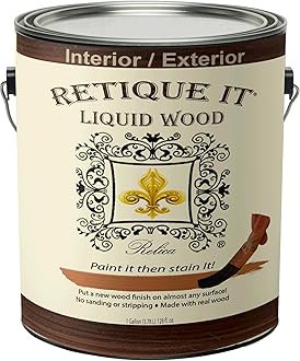 Liquid Wood - Dark Wood Gallon - Paint Then Stain It - Stainable Fiber Paint - Put a Fresh Coat on It (128 Fl Oz)
