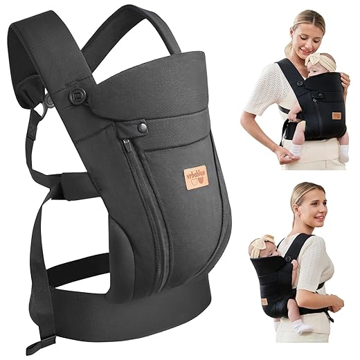 vrbabies New Upgrade Ergonomic Baby Carrier Newborn Toddler Wrap Carrier,Hands Free Baby Sitting Support Sling,Breathable,Perfect for Infants/Chest Sling for Babies Shower Gift (Dark Grey)