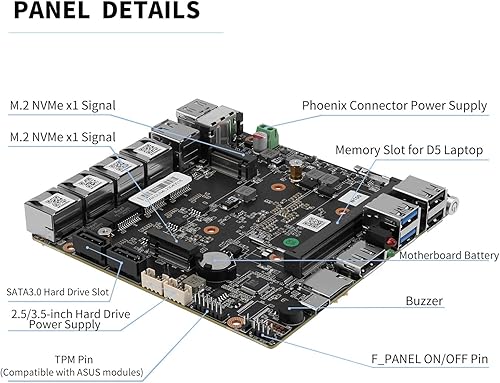 Vista 5 de Alder Lake-N i3-N305 8C/8T Fanless Mini Router,No RAM No SSD,DDR5,4X i226-V Lans,2X HDMI&DP&Type-C, 3 Screens Display Mini Desktop Computer