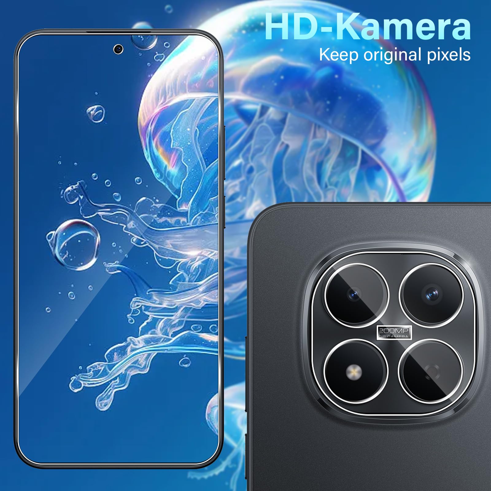 Szkło hartowane dla Xiaomi Redmi Note 15 Pro 5G 6,83" (Bez 4G), 3 sztuki ochrony ekranu i 3 sztuki ochrony tylnego aparatu Mi, 2.5D Szkło ochronne, przeciw zarysowaniom, twardość 9H Glass HD