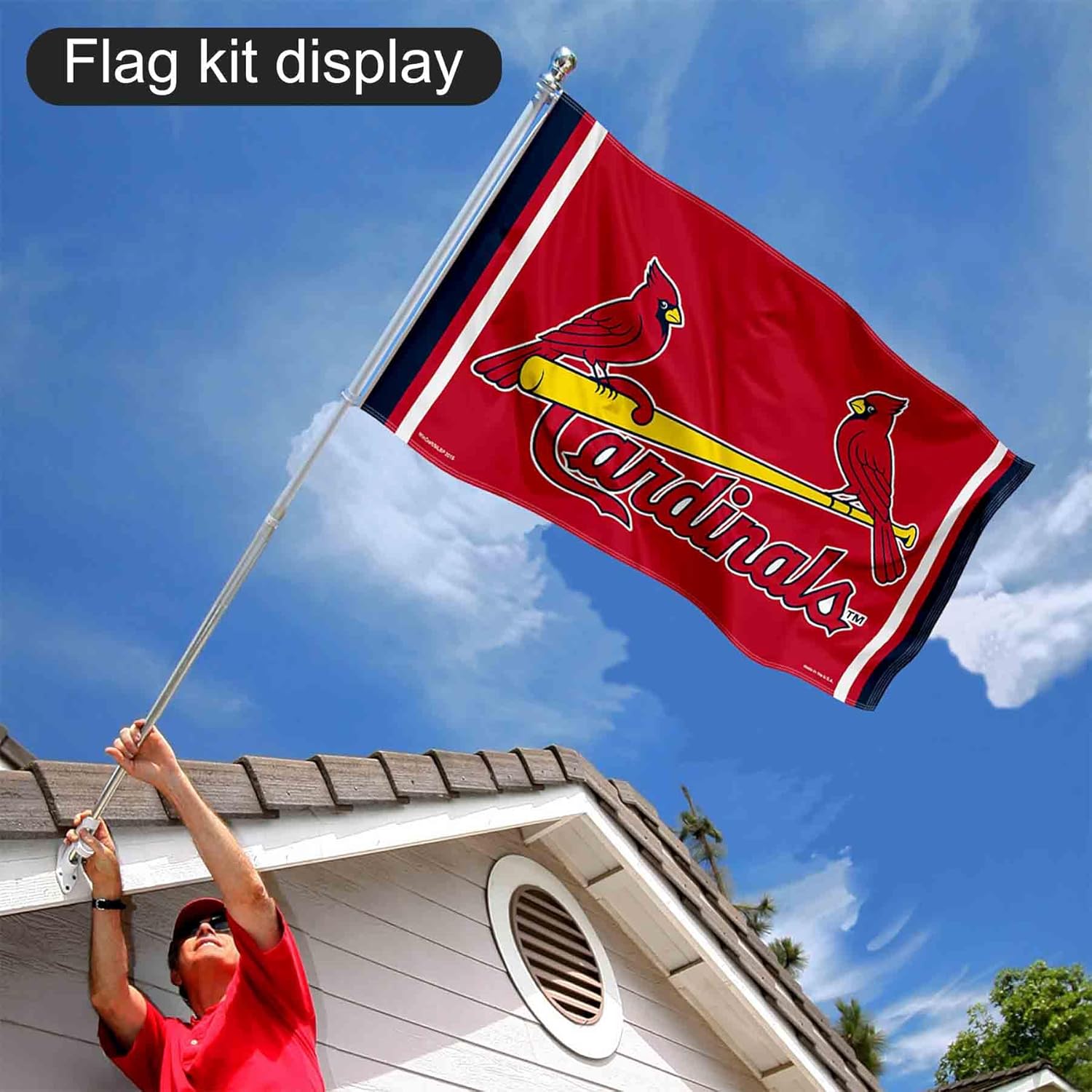 St. Louis Cardinals Birds Flag Pole and Bracket Set