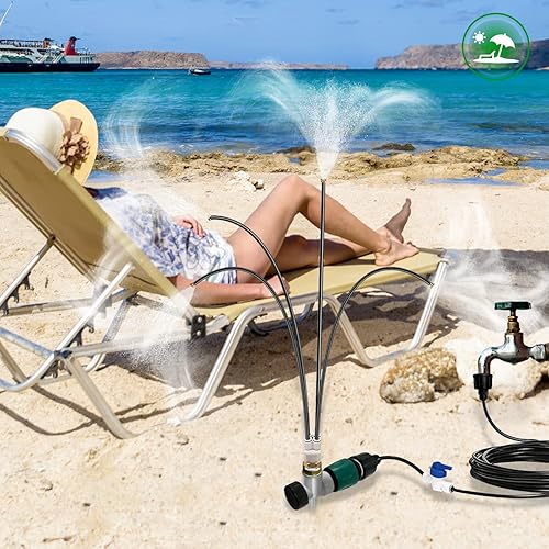 Tolobeve Sistema de enfriamiento de nebulización de pie sistema de nebulización portátil para patio sistema de nebulización al aire libre con línea