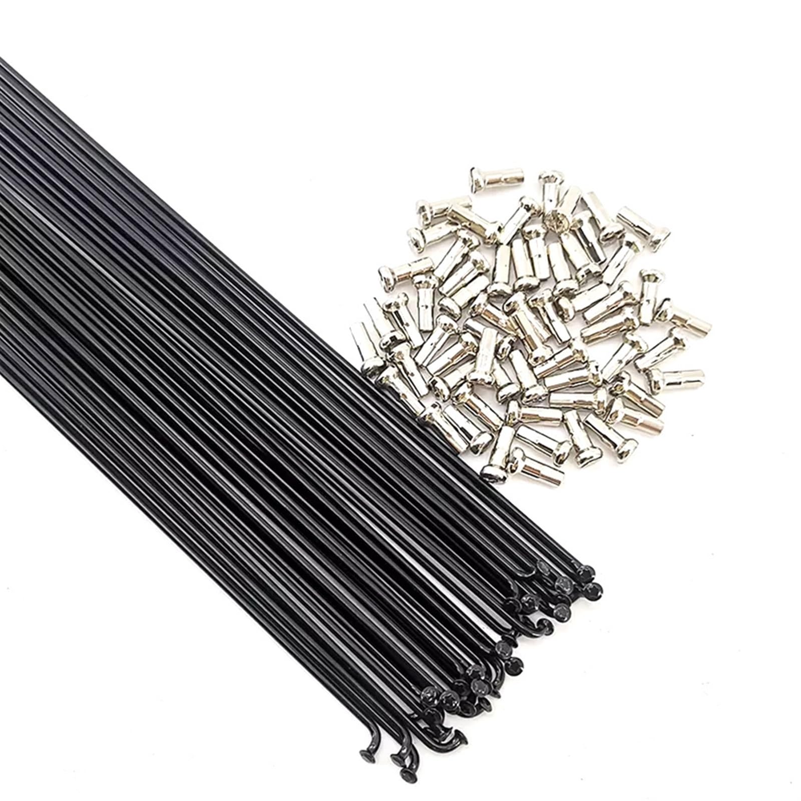 Fahrradspeichen Fahrradspeichen, runde Speichen, J-Biegung, gerader Zugkopf, Schwarze Fahrradspeichen mit Kupferkappe(Steaight 72pcs)