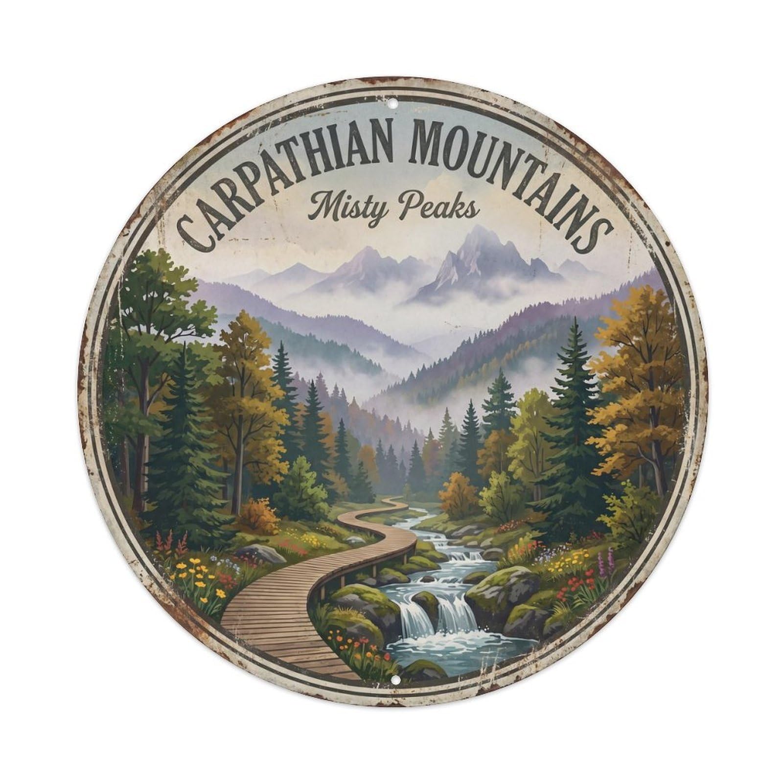 Vintage Travel Carpathian Forest Romania MountainMetal Tin Sign