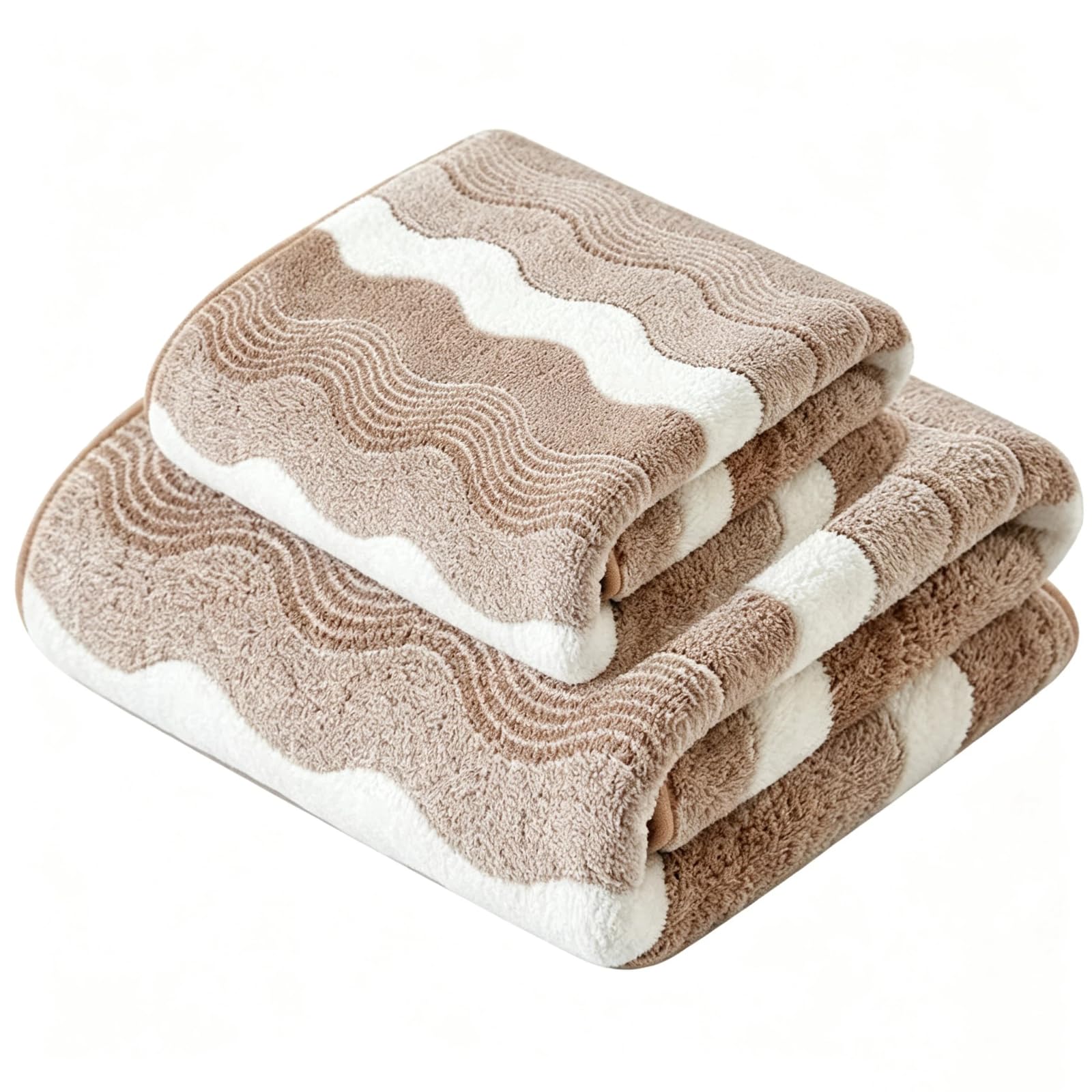 Mfwamcafk Brown Coral Fleece Towel Set, Absorbent Quick Dry Face & Bath Towels
