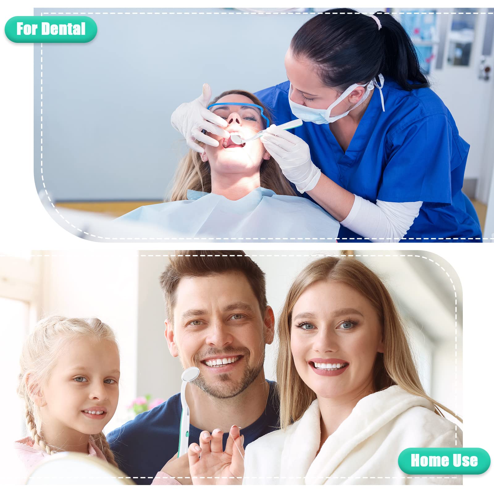 Nuanchu Miroir Dentaire avec Lumière Miroir Dentaire Miroir Buccal Miroir d'Inspection Miroir Buccal pour Soins Dentaires, Vert