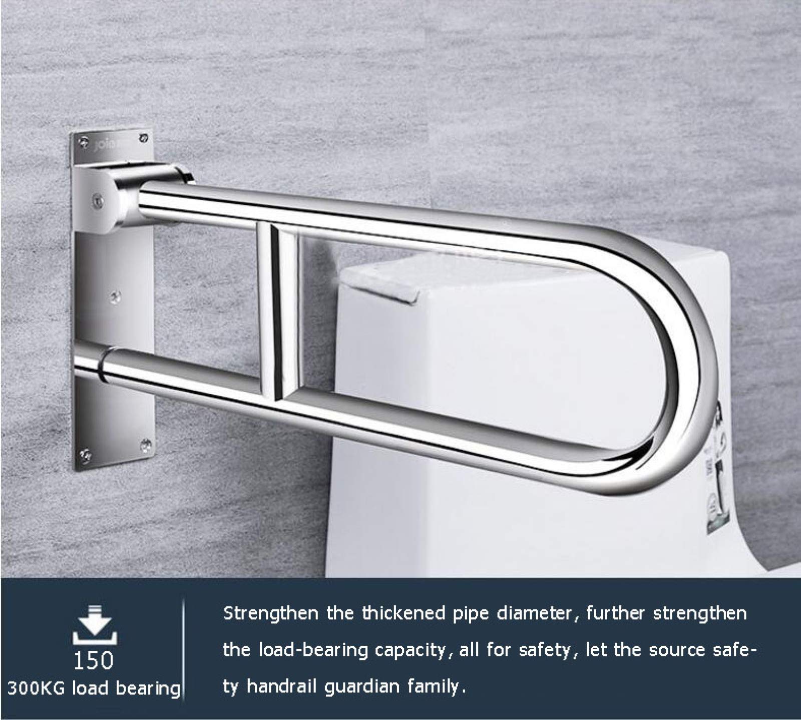 Barra de Apoyo de Seguridad de Pared, Barra de Apoyo Plegable, Barra de Apoyo para discapacitados y Personas Mayores, Acero Inoxidable, 70 * 25 cm