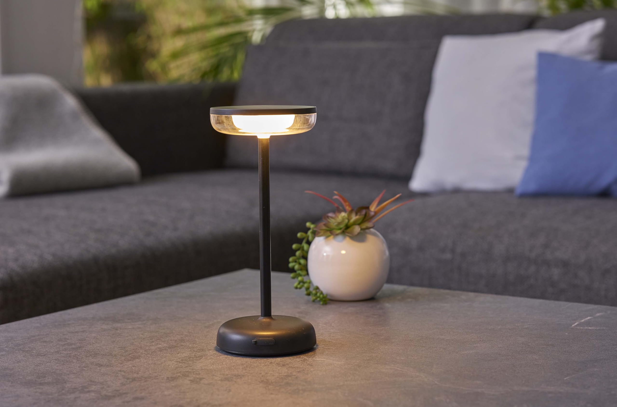 Northpoint LED Solar Tischlampe Tischleuchte mit Akku Cocktaillampe USB-C stufenlos dimmbar wetterfest Outdoor (2er-Set schwarz)