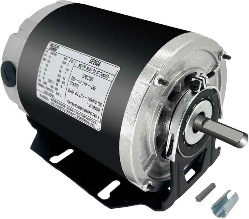 GF2034 1/3HP Electric Motor 115V 1725RPM 60Hz 48F Belt Drive Blower Motor | Replaces Carrier HC41DE114 NBK20598 AO Smith/Century 316P169 Packard 45013 GE BF4706, DIY Universal Electric Motor Leungoo