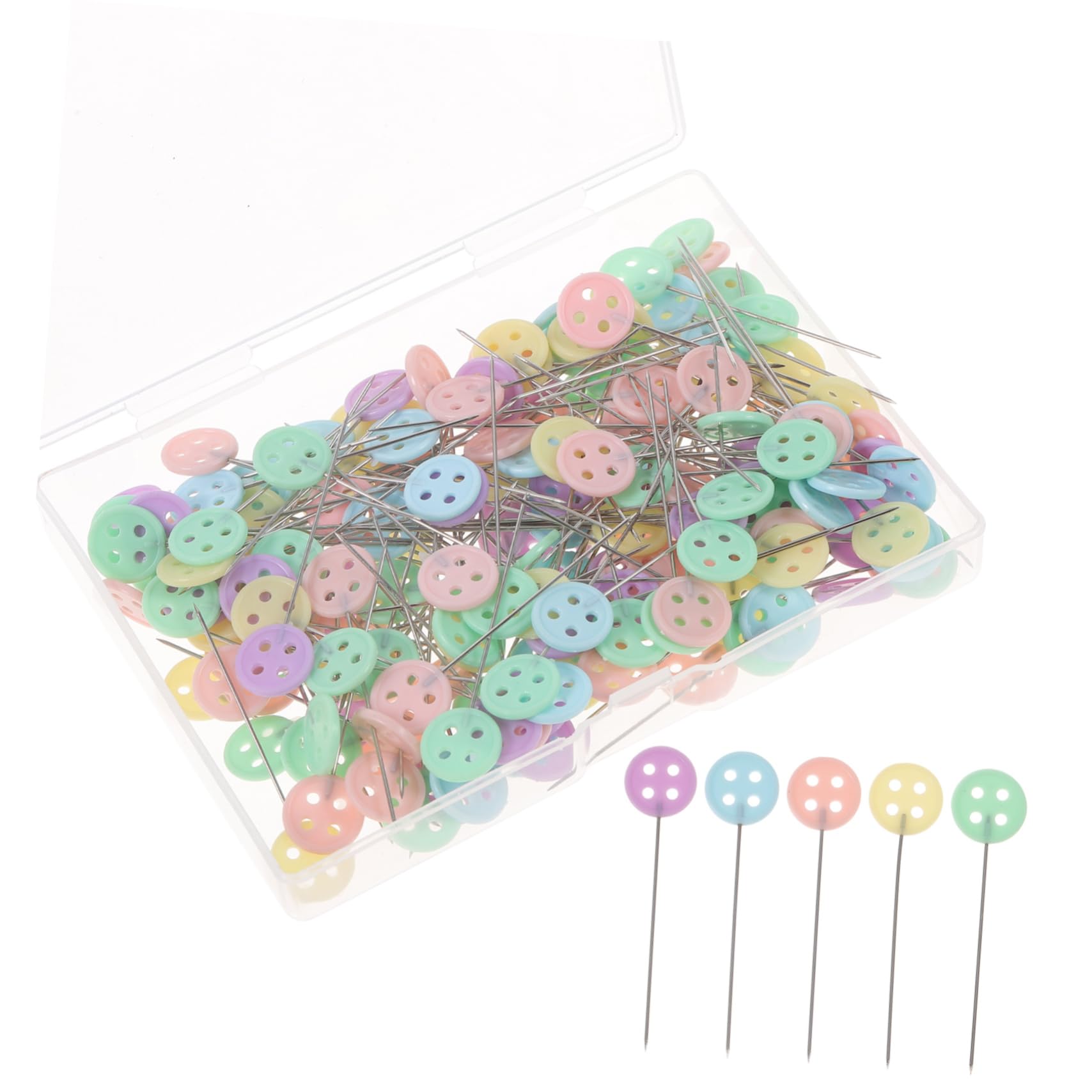 LALAFINA 200Pcs Button Head Straight Flat Sewing Pins for DIY Crafts Flat Heads for Easy Visibility for Dressmaking Quilting and Craft Projects