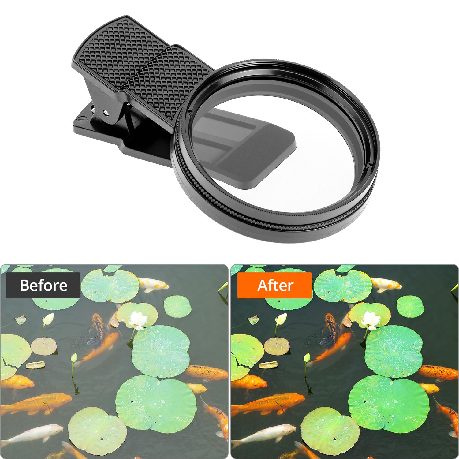QWORK filtr CPL, 52 mm klips na nadgarstek filtr do smartfona aparatu, kompatybilny ze smartfonami