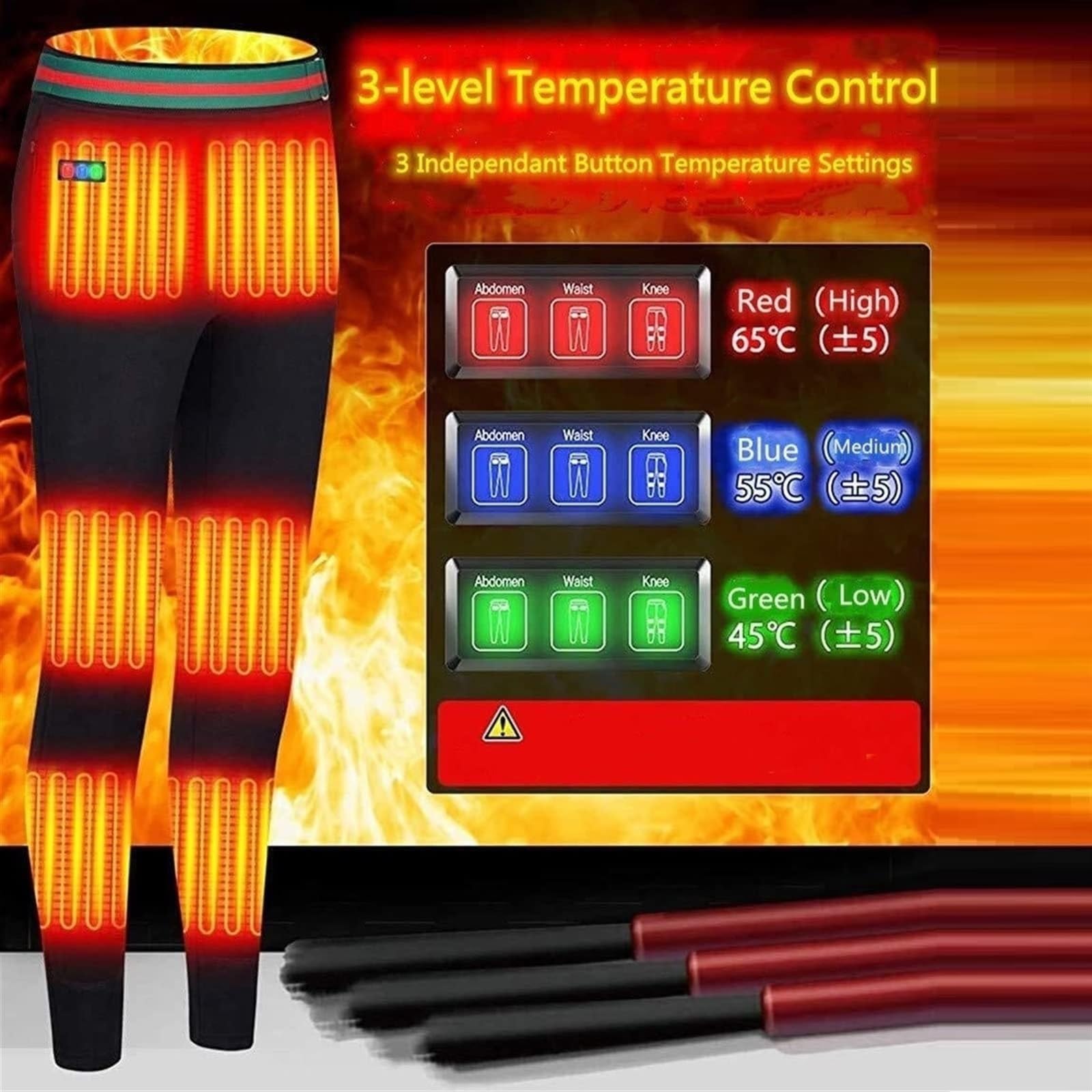 Womens Electric Heating Pants, Warm Leggings for Winter Yoga Pants, Warm Women's Thermal Long Johns (Without Battery) Black